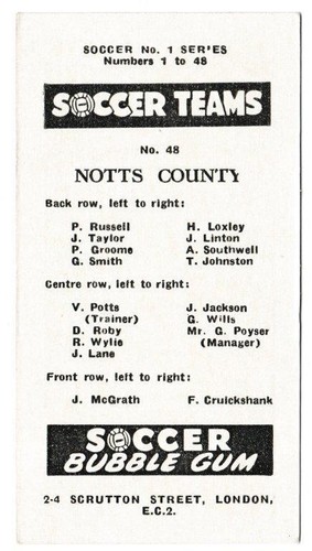 Chix - 'Soccer Teams' (1957) - Notts County - Picture 2 of 2
