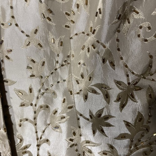 JS COLLECTIONS light gold floral embroidery seed beads satin button up jacket 10 - Picture 6 of 15