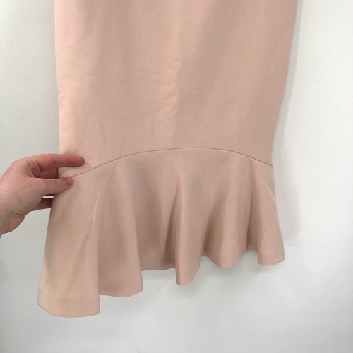 ANN TAYLOR Doubleweave Seamed Flounce Pencil Skirt 4 Women Peplum Blush Pink - Picture 4 of 11