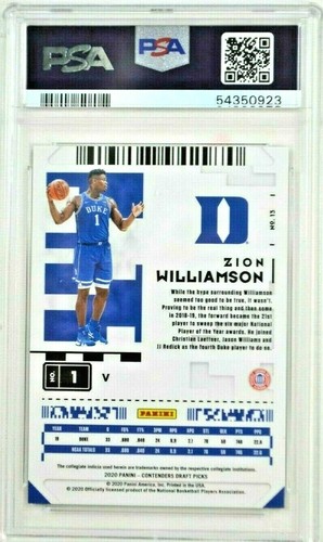 ZION WILLIAMSON 2020 Panini Contenders DP Green Explosion #13V MINT PSA 9 - Picture 3 of 3