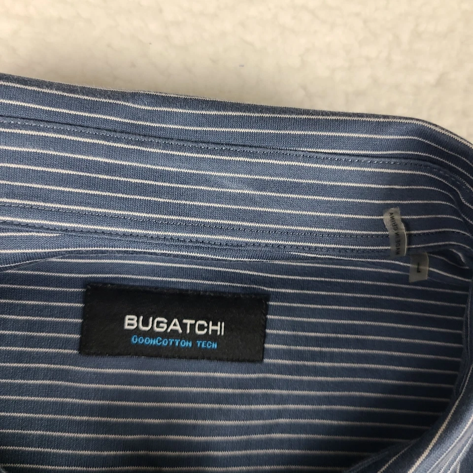 Camisa de vestir BUGATCHI para hombre grande azul Oooh algodón tecnología rendimiento abotonada Foto 4 de 4