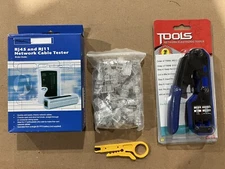 RJ45/RJ11 CAT5/CAT6 NETWORK TOOL KIT CABLE TESTER CRIMPER w/ WIRE STRIPPER - J7D