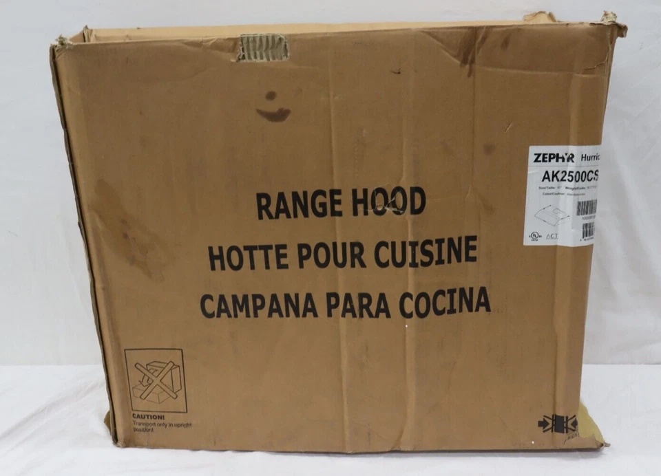 Campana extractora Zephyr Hurricane AK2500CS 30" 695 CFM debajo del gabinete en acero inoxidable Foto 2 de 4