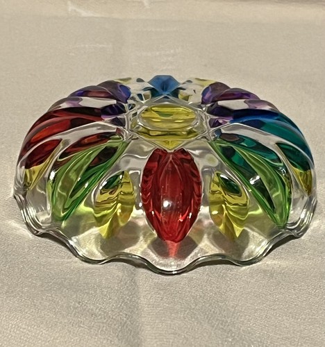 Murano Glas Rund Bonboniere oder Ring Schale Mehrfarbig Handbemalt Made In Italy - Bild 5 von 5