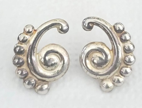 PENDIENTES PLATA ESTERLINA MODERNISTA Joyería Estate  - Imagen 2 de 5