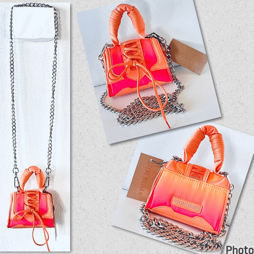 NWT Steve Gorgeous Madden BDORRA Orange Pink Silver hardware Crossbody mini bag - Picture 1 of 12