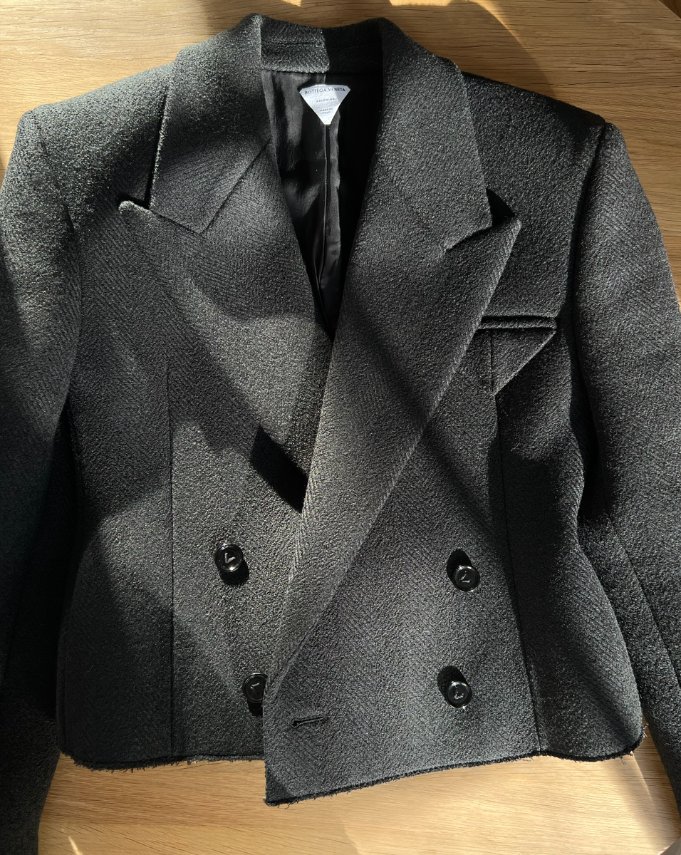Bottega Veneta black wool jacket w triangle details | eBay