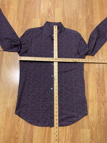Bugatchi Shirt Mens Small Dressy 8 Way Stretch Geometric Ooohcotton Tech - Picture 6 of 7