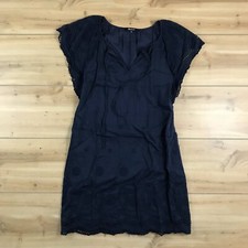 Madewell Embroidered Eyelet Moontide Navy Mini Dress Womens XS Boho Cotton Silk