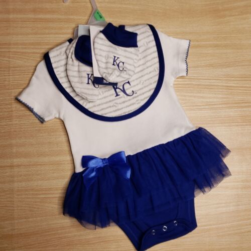 MLB Baby New Kansas City Royals Girls One Piece Outfit With Accessories 0-3...