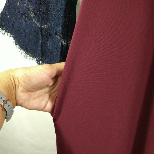 Nina Leonard Shift Dress Women Size M Wine Red Blue Lace Bell Sleeves Pocket NEW - Picture 6 of 10