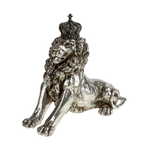 Löwe mit Krone silber Deko Figur Skulptur Neu 47622 - Bild 1 von 2
