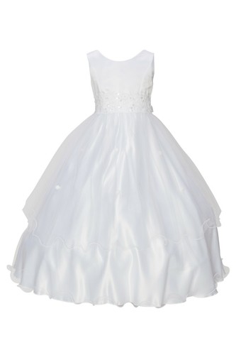 White Flower Girl Dress. Frist Communion. Formal Dress. Vestido de bautizo. niña - Picture 1 of 23
