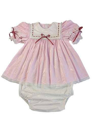 Hai'an PVC Dulce Rosa Adulto Bebé Sissy Conjunto de Vestido de Una Pieza, Viene con Sombrero y Encaje - Imagen 2 de 24