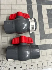 New 2-pack lot Mueller Solvent Slip Ball Valve Pvc 1-1/4 " X 1-1/4 " gray