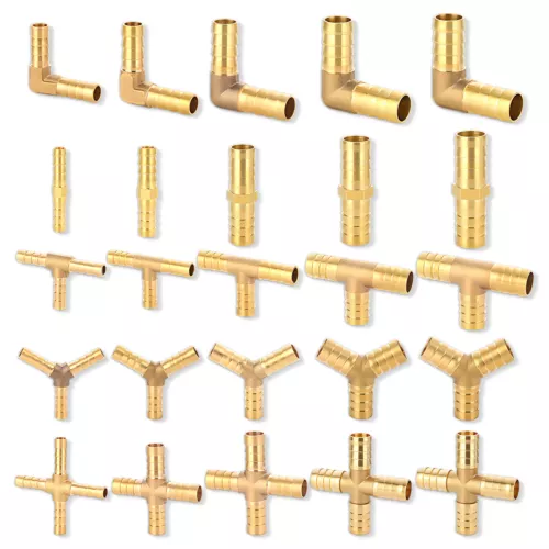 Brass Y Piece T Piece 4 WAY Joiner Fuel Hose Joiner Tee Connector Air Water Gas
