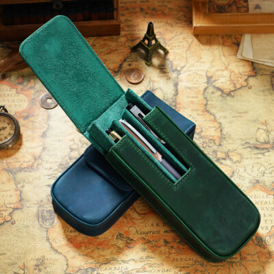 Genuine Leather Handmade Slots Fountain Pen Case Removable Holder Pencil  Pouch
