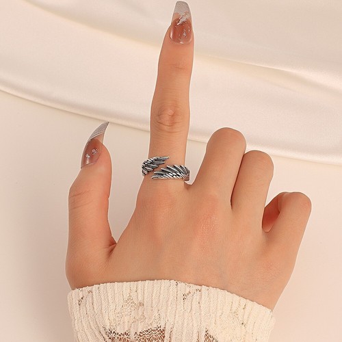 Silver Angel Finger Ring Adjustable Feather Women girl minimalist - Picture 13 of 22