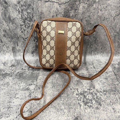 GUCCI GG Schultertasche Leder Sacoche Logo Braun PVC - Bild 2 von 10