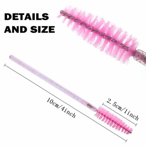 50x Disposable Crystal Eyelash Brush Mascara Wands Applicator Makeup Tool Pink - Picture 2 of 7