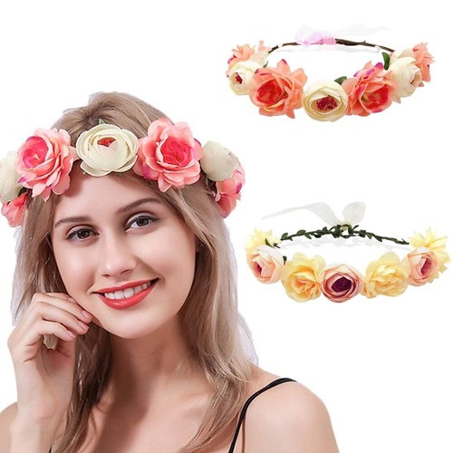 2Pcs Flower Crown for Women Girls Flower Headbands Flower Girl Headpiece,Brid... - Picture 7 of 7