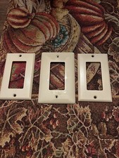 3 Plastic Outlet Electrical Covers Almond Color