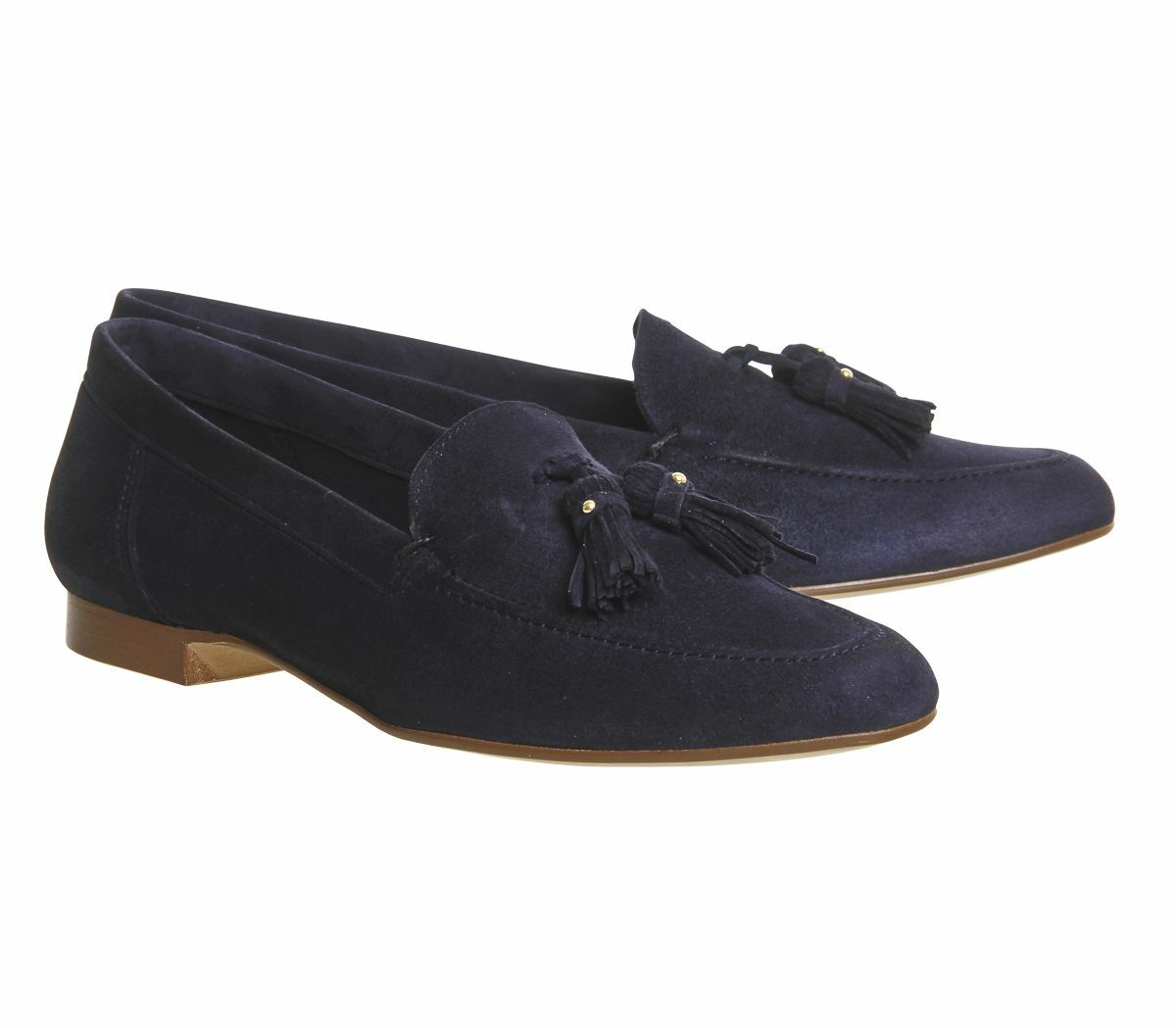 Womens Office Retro Tassel Loafers Yellow Suede 2 Flats