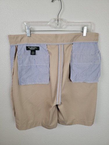 Brooks Brothers ProSport Shorts Sz W36 Tan Poly Pleats Straight BT3 - Picture 6 of 8