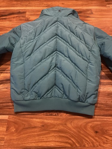 Roffe Skiwear Full Zip VTG Puffer Teal Colored Jacket Fast Shipping - Picture 6 of 7