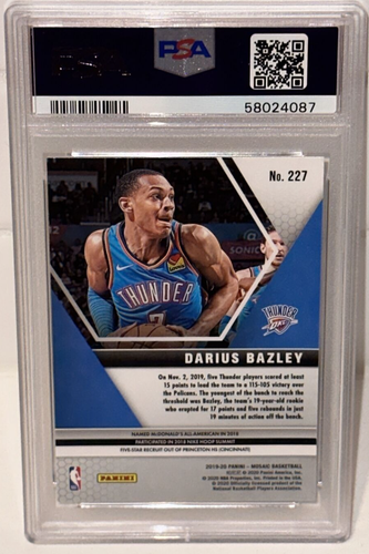 2019 Panini Mosaic Darius Bazley #227 RC Rookie PSA 10 GEM MINT Slabbed Card - Picture 2 of 2