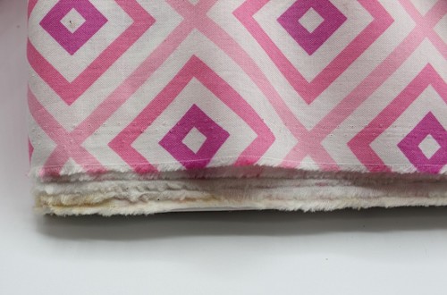Hubba Hubba Moda Fabric | Pink Squares on White | Priced by the 1 yard - Picture 5 of 5