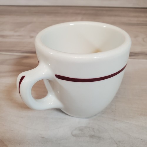 Vintage McNicol Porzellan Tasse weiß weinrot Streifen Kaffeebecher Restaurant Geschirr schwer - Bild 3 von 12
