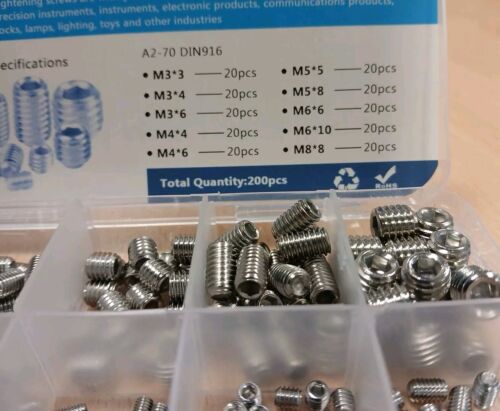 198pcs Hex Set Grub Screw Assortment Cup Point - Incomplete - Picture 4 of 4