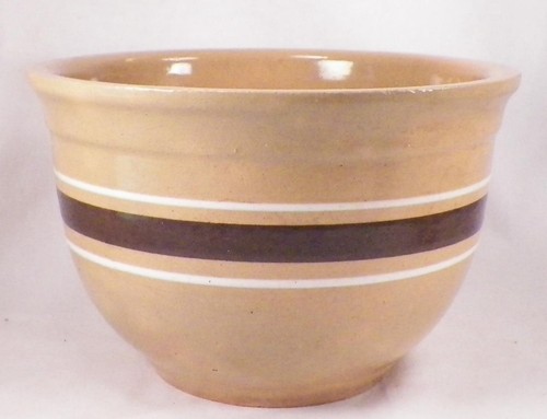 3 Yellowware Schüsseln verschachtelt Mischen Steinzeug Ofengeschirr USA Vintage Set - Bild 8 von 12