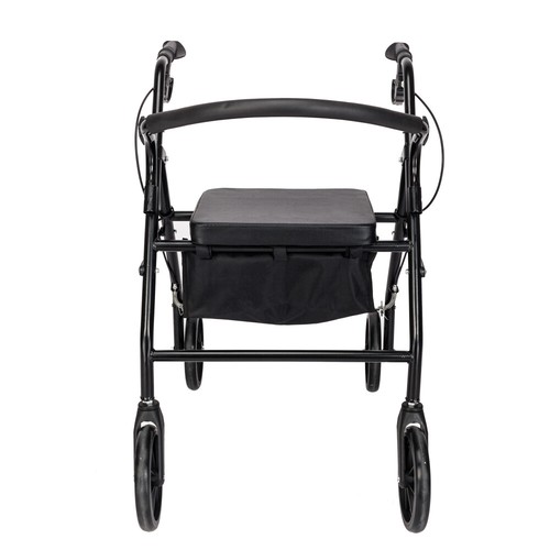 Black Steel Walker Rolling Wheels Mobility Aid Adjustable Height Lightweight - Picture 4 of 12