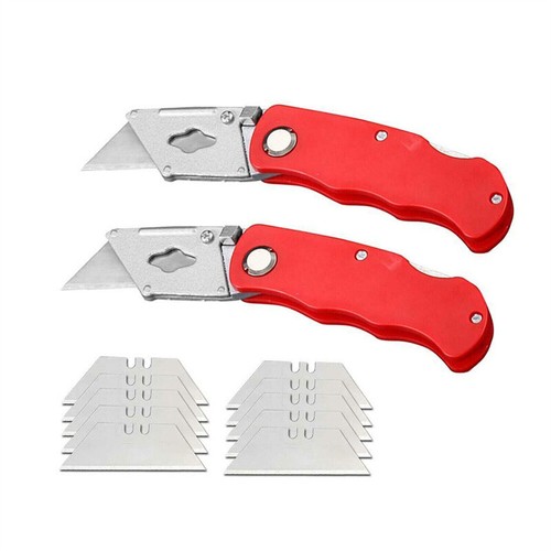 4PCS Folding Utility Knife Aluminium Handle + 20 Spare Stanley Blades Craft New - Picture 6 of 8