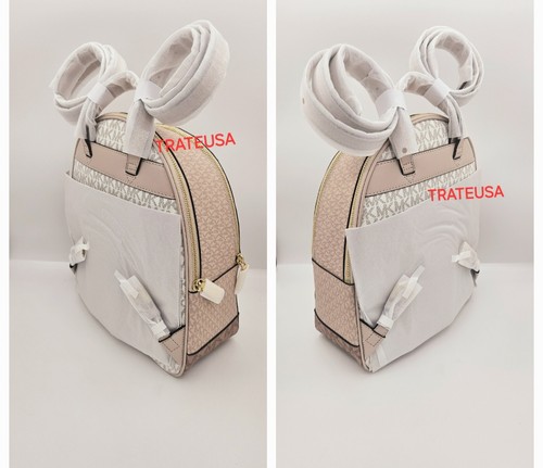 NWT Michael Kors Brooklyn Medium Logo Backpack Optic White Ballet $298 CLEARANCE - Picture 12 of 20
