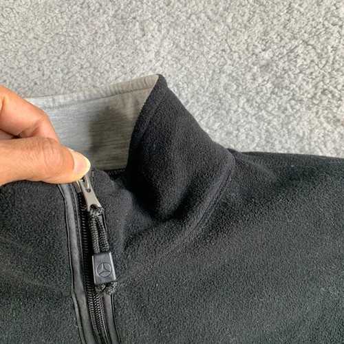 Vintage Mercedes Benz Jacket Mens Large Black Fleece Full Zip Coat Outdoor READ - Picture 8 of 18