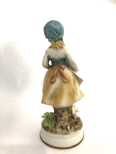 Statuetta Lenwile China Ardalt Giappone Country Ragazza Alimentazione Anatra Dipinta a mano #6949 - Foto 4 di 7