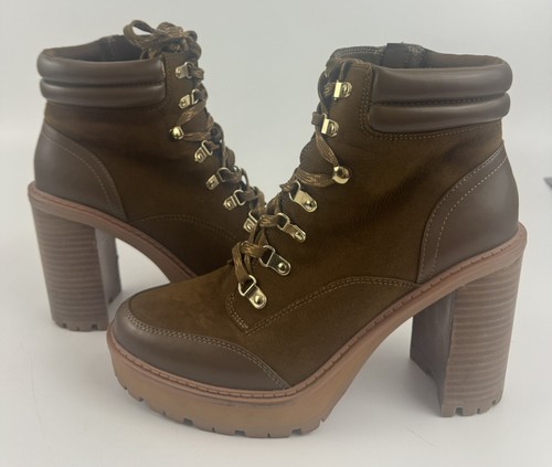JLO by Jennifer Lopez Rigly Fashion Boots Sz 11M Brown Chunky Block Heel Women’s