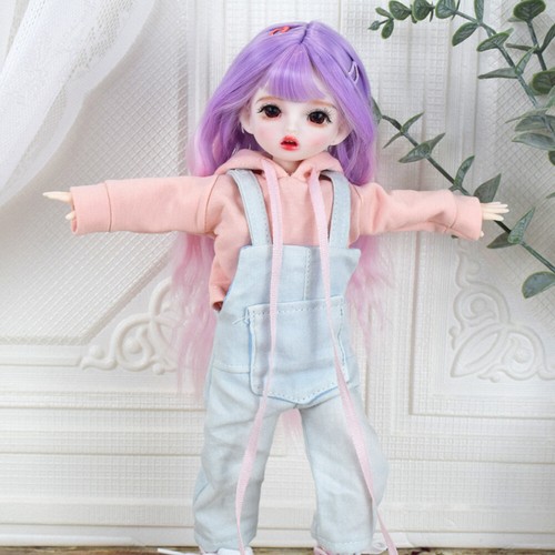 12 inch Height Girl Doll Gradient Color Wigs Fashion Outfits Shoes Set Kids Toy - Picture 17 of 19