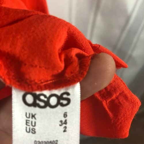 Blusa para mujer Asos naranja talla: 2 recortes estampado liso hombro frío abotonada - Imagen 5 de 5