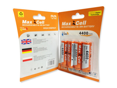 (24,9 /Stk.) 4x MaxCell Akkus - Aufladbare Batterien - 4400mAh - AA - R06 1.2V