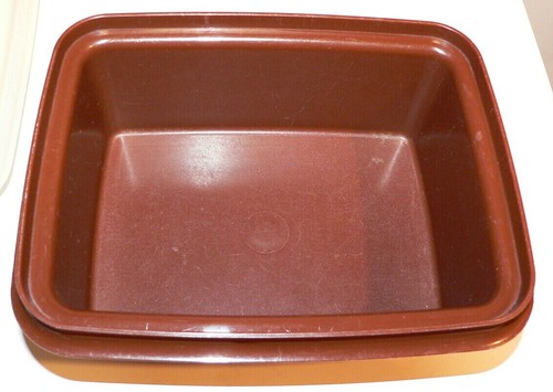 VINTAGE Tupperware #1254-11 Ice Cream Keeper Freeze And Save Brown With Lid - Picture 7 of 9