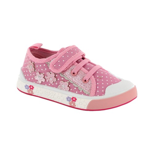 GIRLS CANVAS PUMPS CHILDRENS TRAINERS SUMMER CASUAL FLAT LOW TOP PLIMSOLLS SHOE - Picture 3 of 6