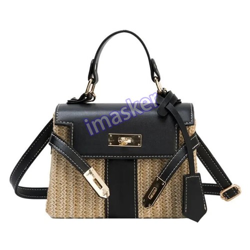 Mujeres Bolsos de Mano Tejidos Hombro Bandolera Bolsos Verano Playa Ratán Solapa Pequeña - Imagen 7 de 28