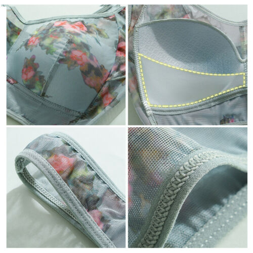 Women's Printed Bras Lace Underwear Padded Mesh Seamless Wire-free Comfort□ ↑ - Picture 4 of 18
