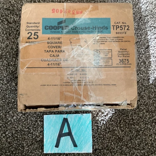 25 - Eaton Cooper Crouse-Hinds Series TP572 - 4-11/16SQ FLT CVR, 1/2 Ko