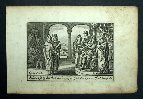 1700 Gravure de la Bible ancien testament SALOMON ROI D'ISRAEL ET DES HEBREUX - Imagen 2 de 2
