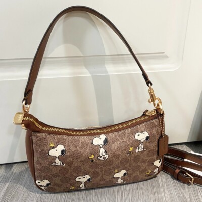 COACH x PEANUTS Teri Shoulder Bag Signature Canvas Snoopy